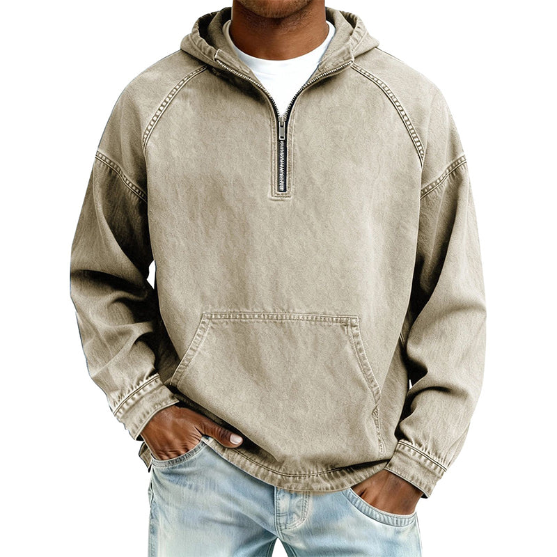 📢📢50%Rabatt!!!🎉💰 Der 50%-Sturm kommt! Herren Freizeit Jeansjacke mit halbem Reißverschluss-11