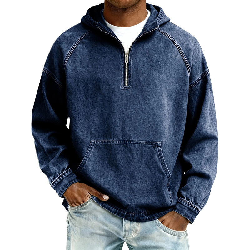 📢📢50%Rabatt!!!🎉💰 Der 50%-Sturm kommt! Herren Freizeit Jeansjacke mit halbem Reißverschluss-12
