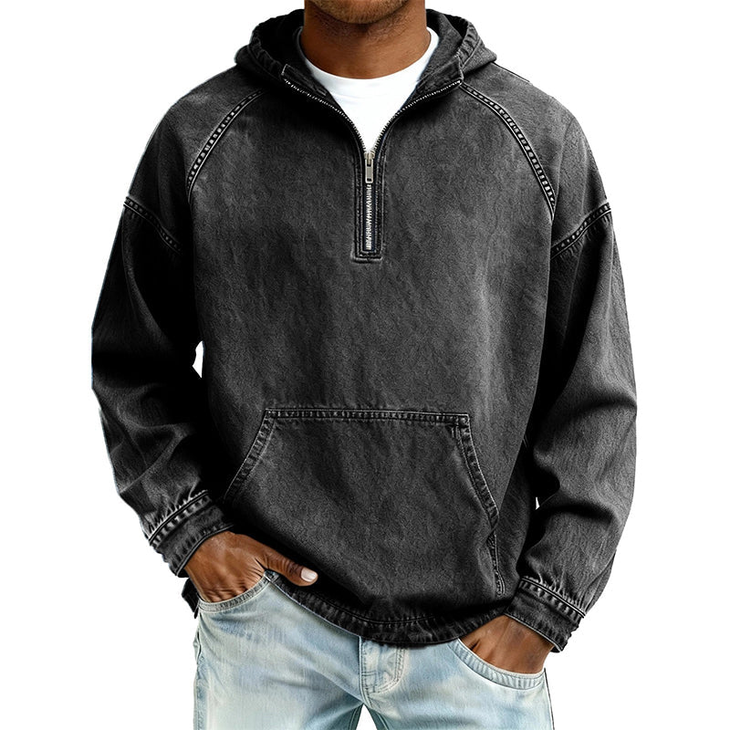 📢📢50%Rabatt!!!🎉💰 Der 50%-Sturm kommt! Herren Freizeit Jeansjacke mit halbem Reißverschluss-14