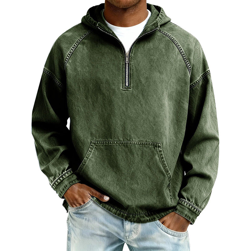 📢📢50%Rabatt!!!🎉💰 Der 50%-Sturm kommt! Herren Freizeit Jeansjacke mit halbem Reißverschluss-16