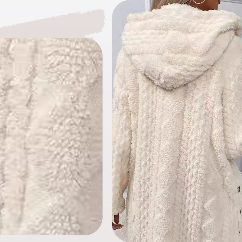 📢📢50%Rabatt!!!🎉✨Damen warme Jacke mit Kapuze und Rautenmuster-6