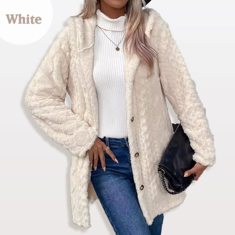 📢📢50%Rabatt!!!🎉✨Damen warme Jacke mit Kapuze und Rautenmuster-11