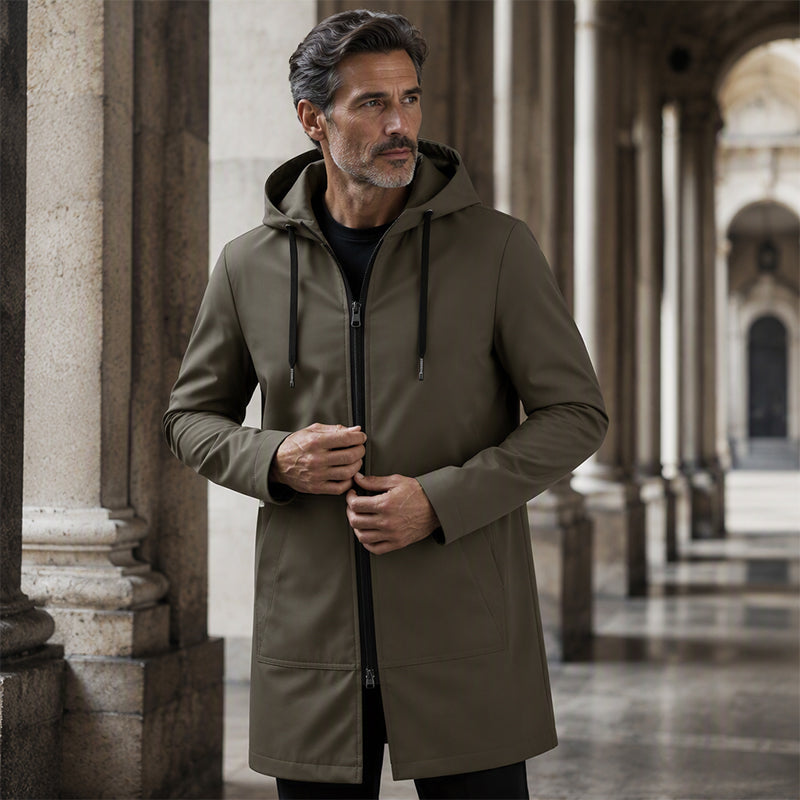 📢📢50%Rabatt!!!🎉✨Mittellange Windjacke mit Kapuze für Herren-3