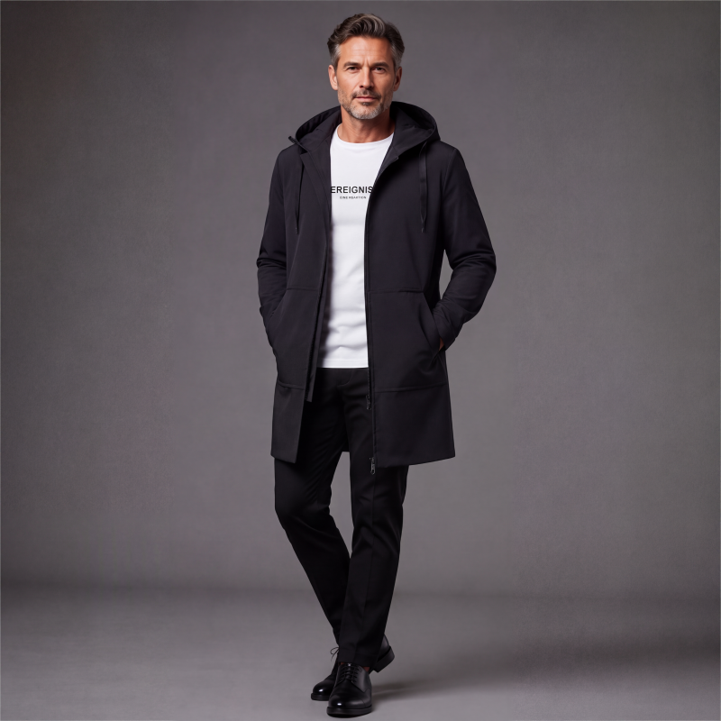 📢📢50%Rabatt!!!🎉✨Mittellange Windjacke mit Kapuze für Herren-5