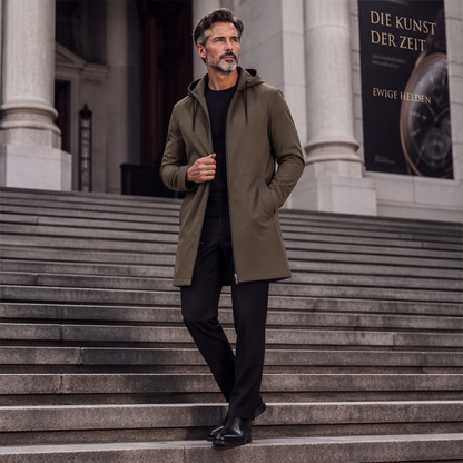 📢📢50%Rabatt!!!🎉✨Mittellange Windjacke mit Kapuze für Herren-7