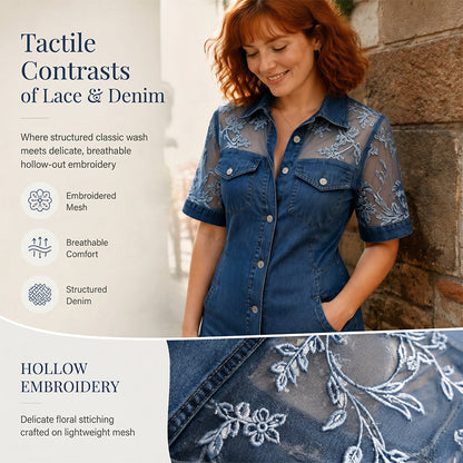 👗 50% RABATT! ✨ Damen transparentes Spitzen-Denim-Minikleid – Figurbetont & trendig – Perfekt für Party, Date oder Sommerabende – ein Blickfang mit Stil und Leichtigkeit 💎-6