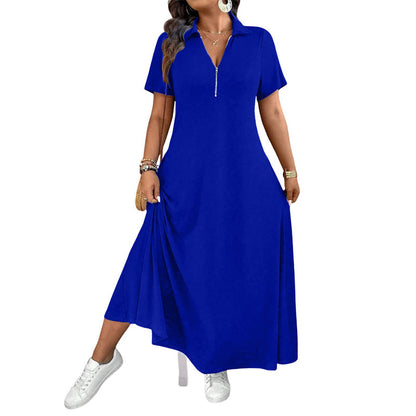 📢📢50%Rabatt!!!🎉✨Lässiges Maxikleid für Damen mit Reißverschluss und Unifarben-13