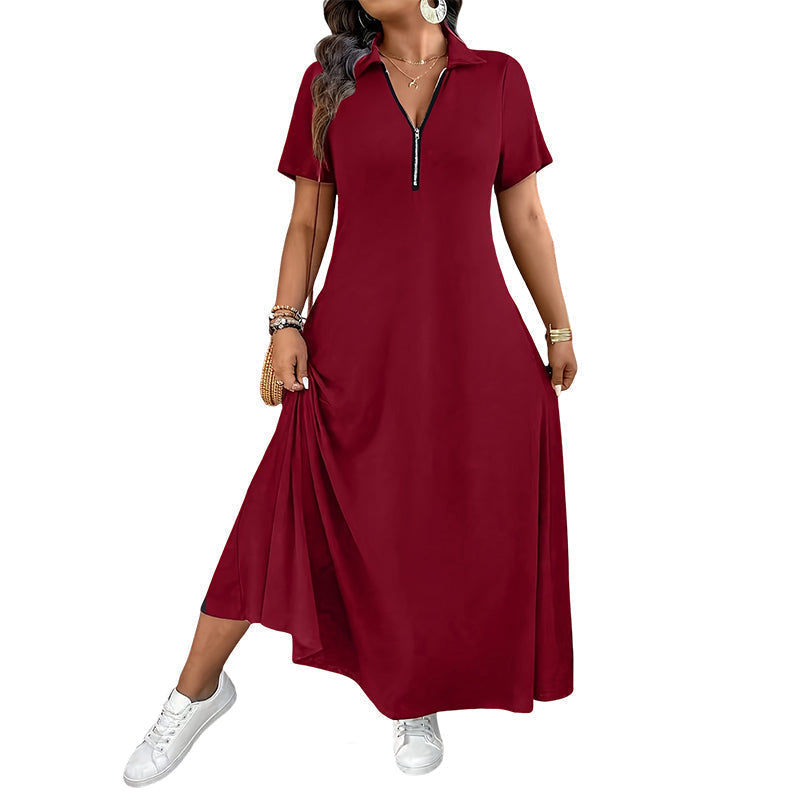 📢📢50%Rabatt!!!🎉✨Lässiges Maxikleid für Damen mit Reißverschluss und Unifarben-9
