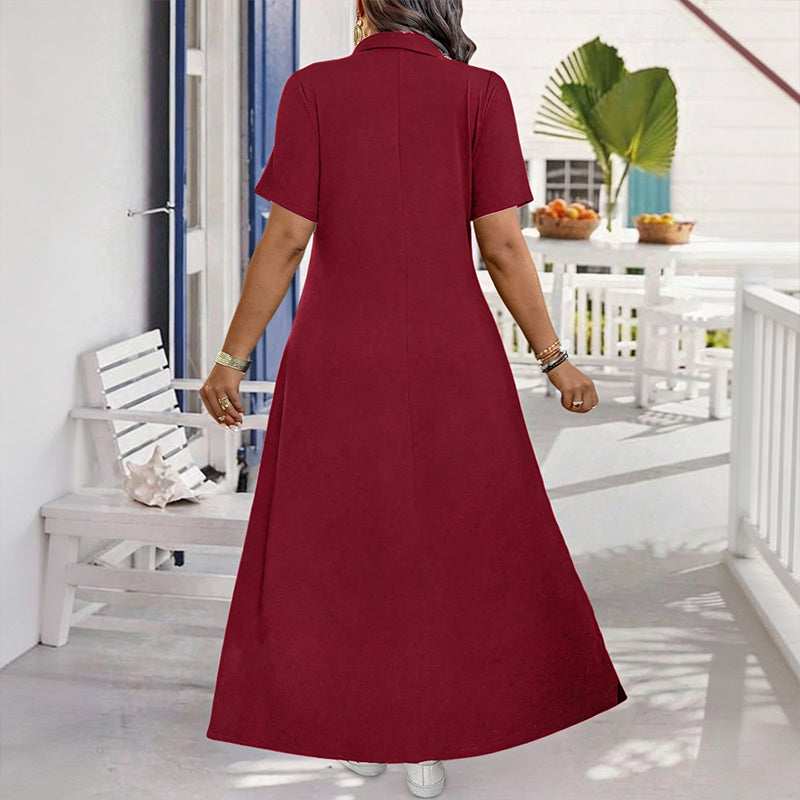 📢📢50%Rabatt!!!🎉✨Lässiges Maxikleid für Damen mit Reißverschluss und Unifarben-8