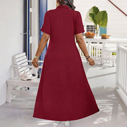 📢📢50%Rabatt!!!🎉✨Lässiges Maxikleid für Damen mit Reißverschluss und Unifarben-8