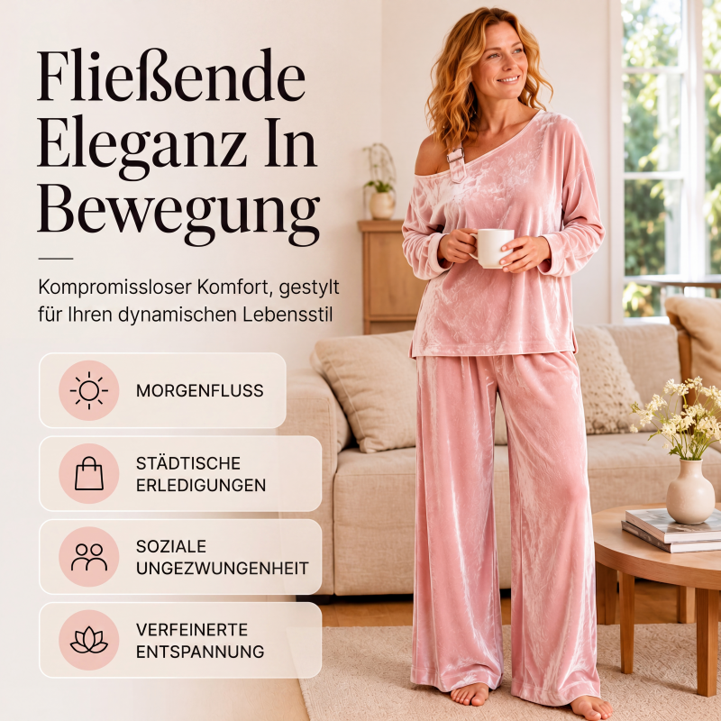 📢📢50%Rabatt!!!🎉✨Damen-Off-Shoulder-Oberteil mit weitem Hosenbein als Set-4