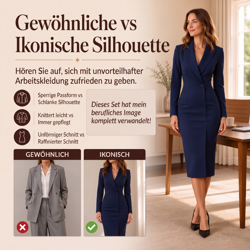 🎯 Einfach halber Preis – keine Spiele! Elegantes asymmetrisches einreihiges Blazerkleid für Damen-3