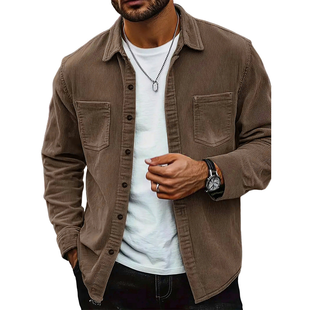 🎯 50%-Schnäppchen! Herren-Casual-Cordhemdjacke-13