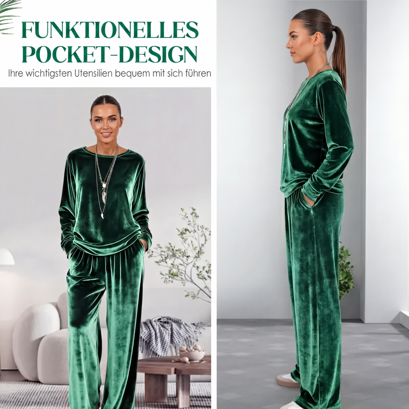 📢📢50%Rabatt!!!🎉✨Zweiteiliges Samt-Set für Damen: Oberteil & Hose-3