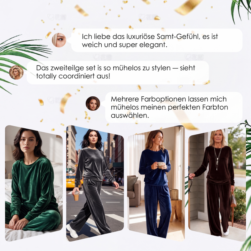 📢📢50%Rabatt!!!🎉✨Zweiteiliges Samt-Set für Damen: Oberteil & Hose-6