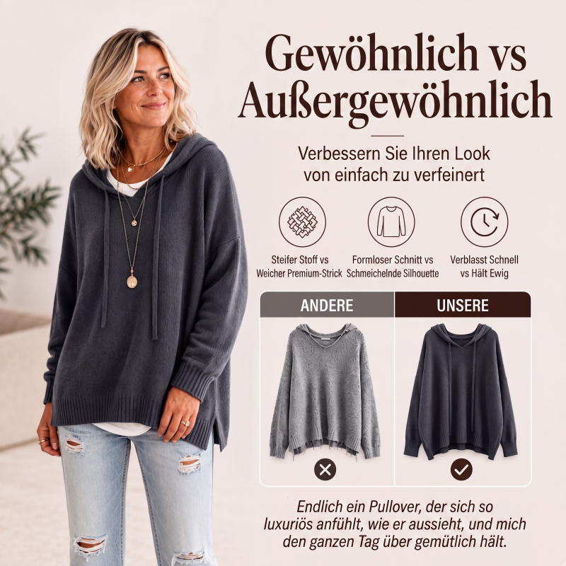 📢📢50%Rabatt!!!🎉✨Legerer Strickpullover mit Kapuze für Damen-3