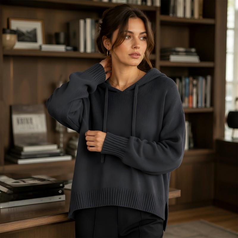 📢📢50%Rabatt!!!🎉✨Legerer Strickpullover mit Kapuze für Damen-7