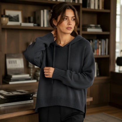 📢📢50%Rabatt!!!🎉✨Legerer Strickpullover mit Kapuze für Damen-7