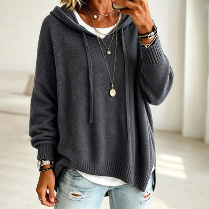 📢📢50%Rabatt!!!🎉✨Legerer Strickpullover mit Kapuze für Damen-8