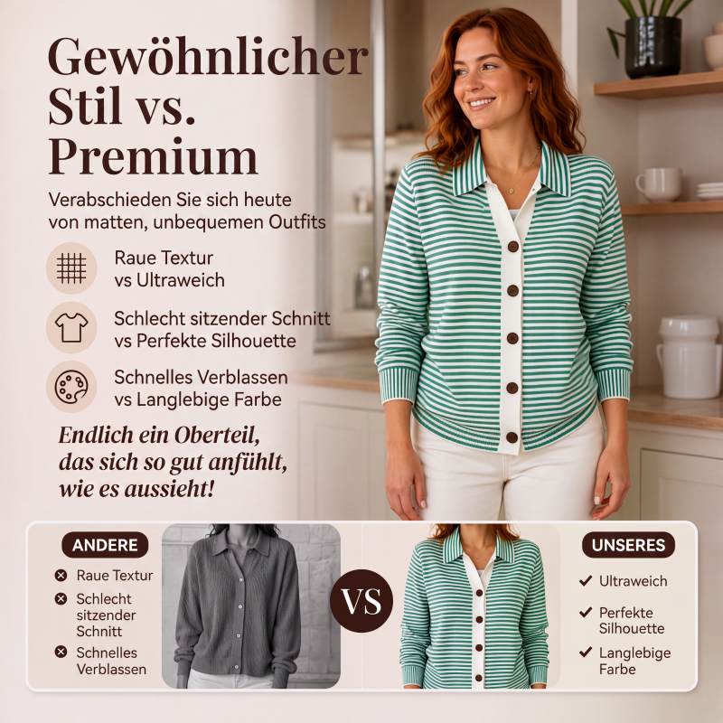 📢📢50%Rabatt!!!🎉✨Gestreifte Strickjacke für Damen-1