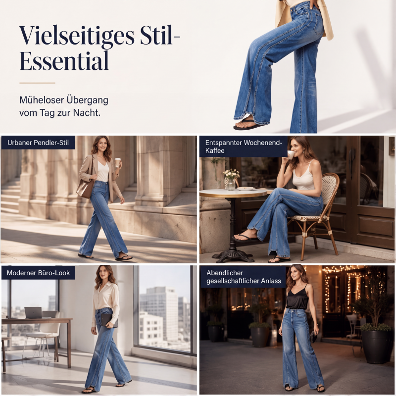 👖💙50 % Rabatt！⭐Weite hochtaillierte Jeans für Damen-2