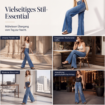 👖💙50 % Rabatt！⭐Weite hochtaillierte Jeans für Damen-2