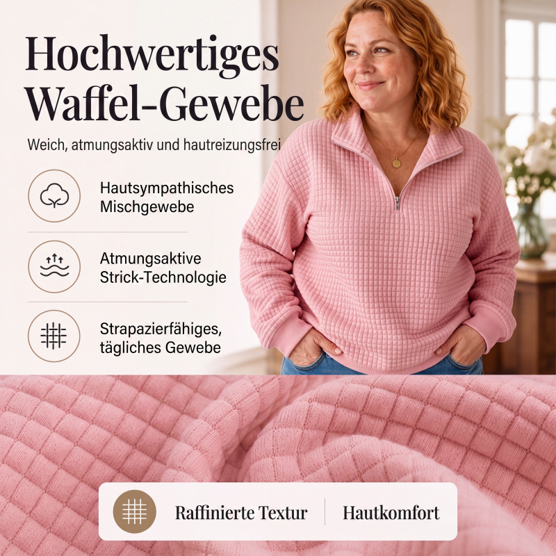 📢📢50%Rabatt!!!🎉✨Damen gestepptes Grid-Sweatshirt mit halbem Reißverschluss-4