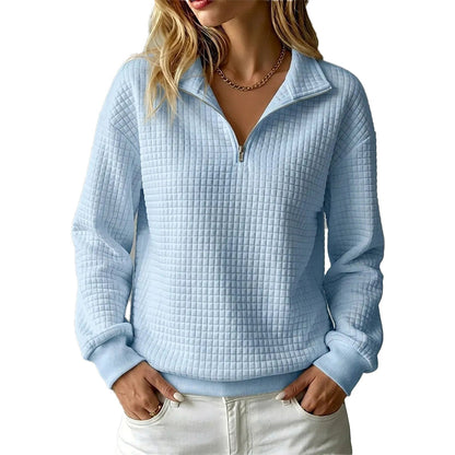 📢📢50%Rabatt!!!🎉✨Damen gestepptes Grid-Sweatshirt mit halbem Reißverschluss-13