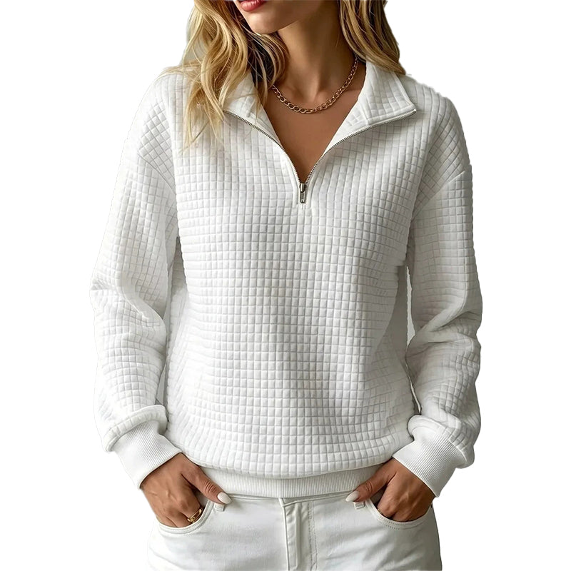 📢📢50%Rabatt!!!🎉✨Damen gestepptes Grid-Sweatshirt mit halbem Reißverschluss-14