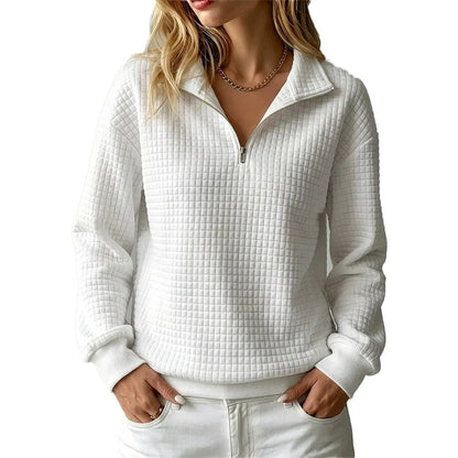 📢📢50%Rabatt!!!🎉✨Damen gestepptes Grid-Sweatshirt mit halbem Reißverschluss-14