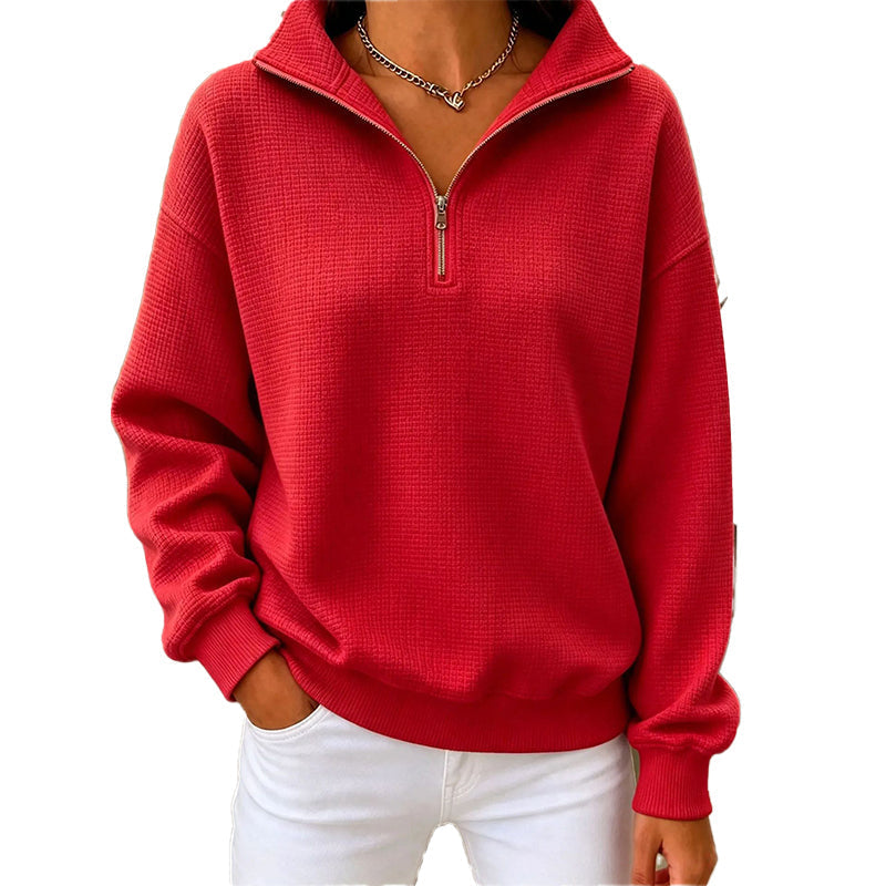 📢📢50%Rabatt!!!🎉✨Damen gestepptes Grid-Sweatshirt mit halbem Reißverschluss-15