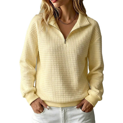 📢📢50%Rabatt!!!🎉✨Damen gestepptes Grid-Sweatshirt mit halbem Reißverschluss-20
