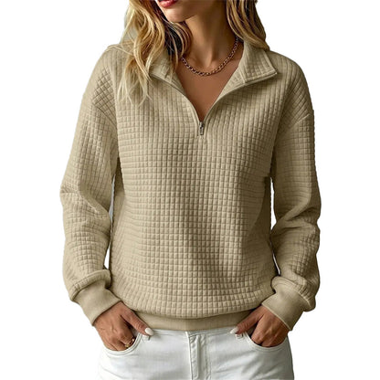 📢📢50%Rabatt!!!🎉✨Damen gestepptes Grid-Sweatshirt mit halbem Reißverschluss-16