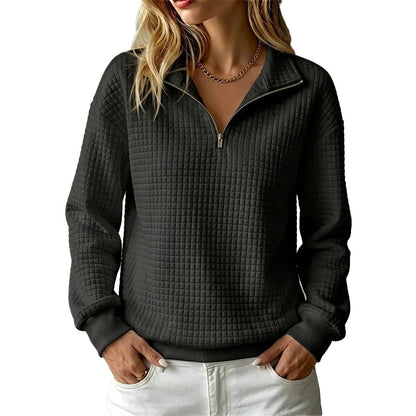 📢📢50%Rabatt!!!🎉✨Damen gestepptes Grid-Sweatshirt mit halbem Reißverschluss-21