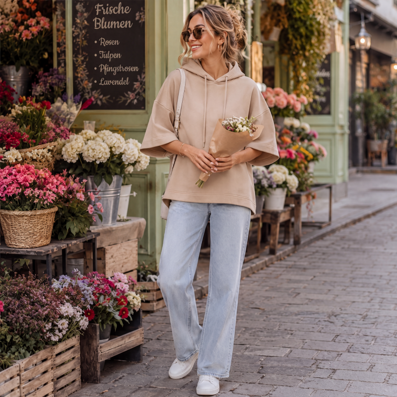 📢📢50%Rabatt!!!🎉✨Weites Hoodie mit weiten Ärmeln für Damen, legeres Sweatshirt-1