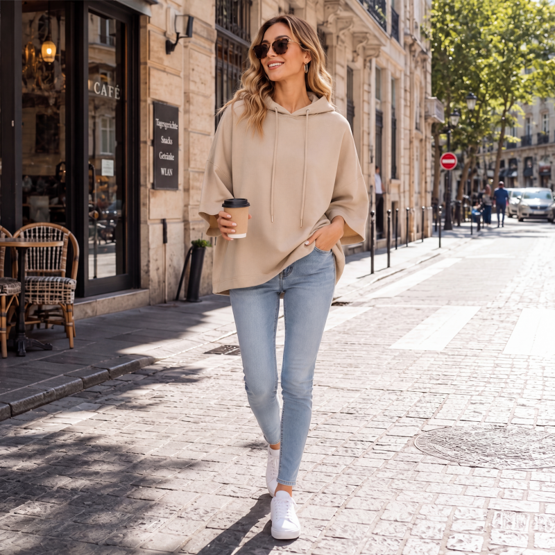 📢📢50%Rabatt!!!🎉✨Weites Hoodie mit weiten Ärmeln für Damen, legeres Sweatshirt-4
