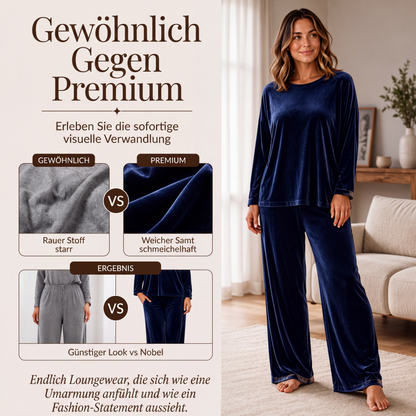 📢📢50%Rabatt!!!🎉✨Samt-Set für Damen – Langarm-Oberteil & weit geschnittene Hose-1
