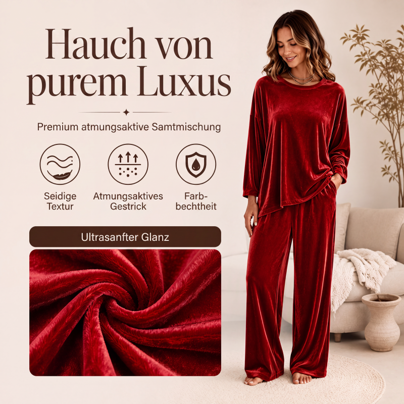 📢📢50%Rabatt!!!🎉✨Samt-Set für Damen – Langarm-Oberteil & weit geschnittene Hose-2