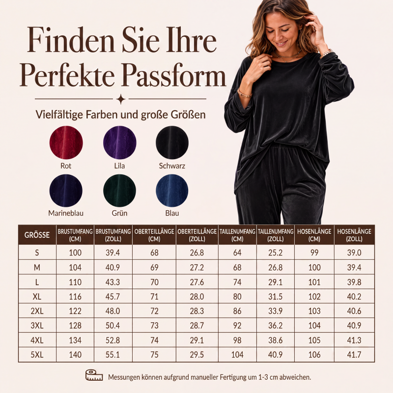 📢📢50%Rabatt!!!🎉✨Samt-Set für Damen – Langarm-Oberteil & weit geschnittene Hose-4