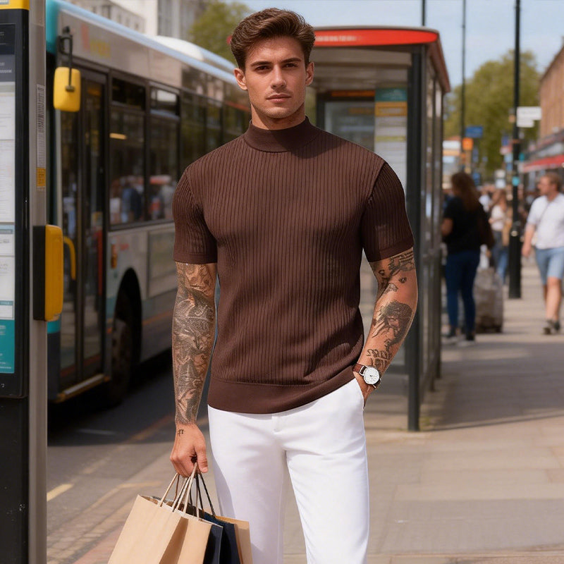 💎 Der Sommerhit 2026 – der Wahnsinn! Legere Slim-Fit Herren-T-Shirts mit Stehkragen-3