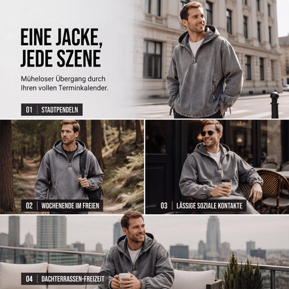 📢📢50%Rabatt!!!🎉✨Herren Vintage-gewaschenes Kapuzenoberteil mit Halbreißverschluss-4