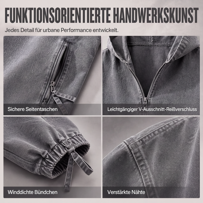 📢📢50%Rabatt!!!🎉✨Herren Vintage-gewaschenes Kapuzenoberteil mit Halbreißverschluss-6