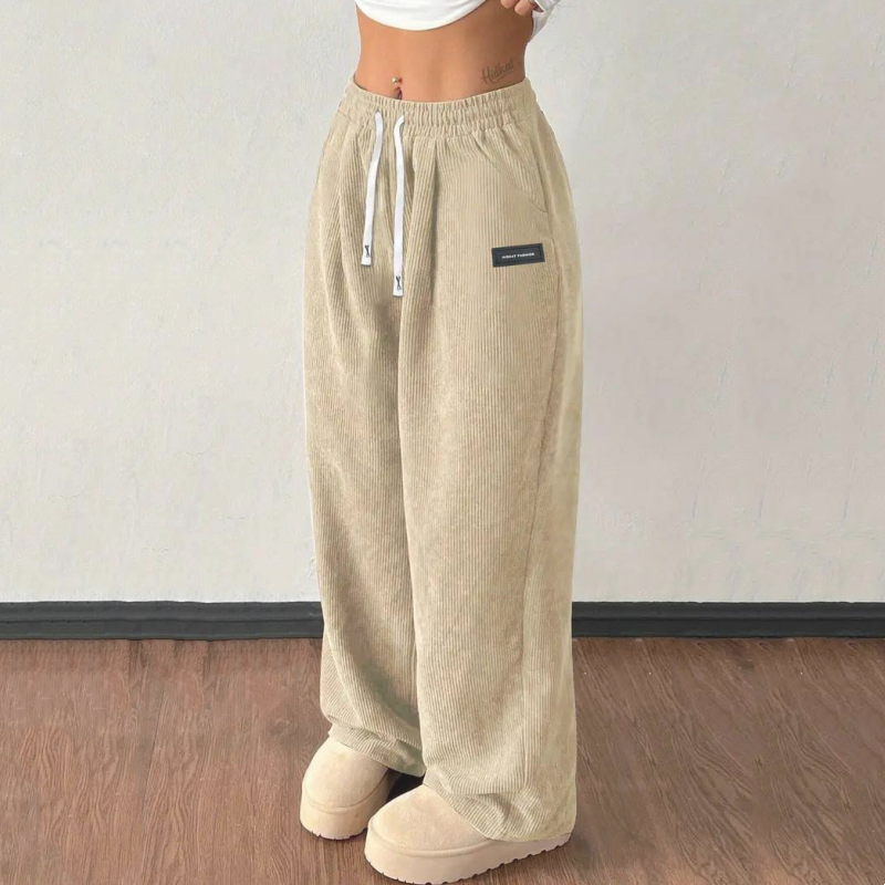 Damen-Cordhose mit weitem Bein und Kordelzug-6