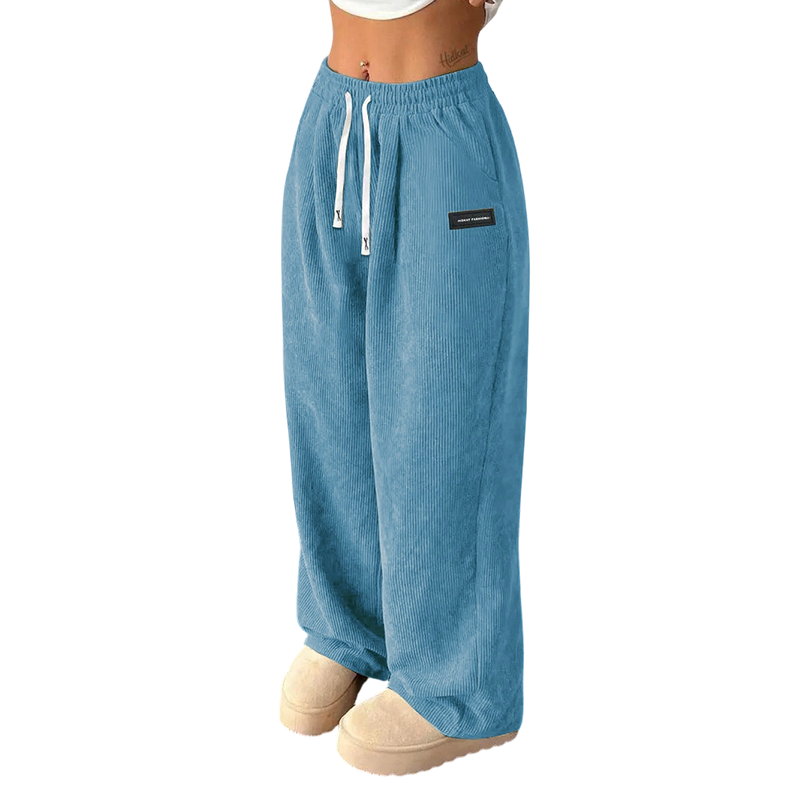 Damen-Cordhose mit weitem Bein und Kordelzug-11