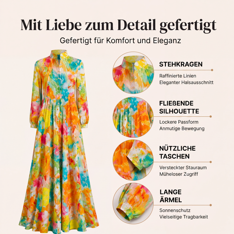 📈 Verkaufshit Nr. 1 – direkt 50%! Damen Maxikleid mit künstlerischem Graffiti-Print-2
