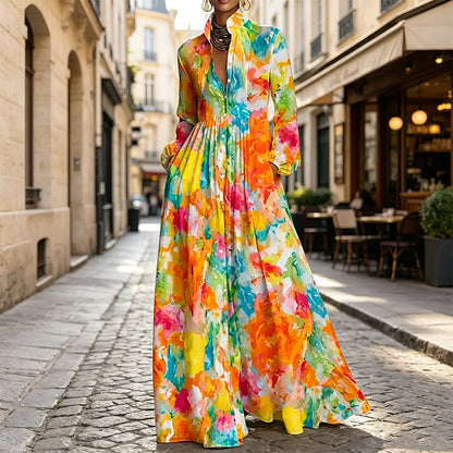 📈 Verkaufshit Nr. 1 – direkt 50%! Damen Maxikleid mit künstlerischem Graffiti-Print-8
