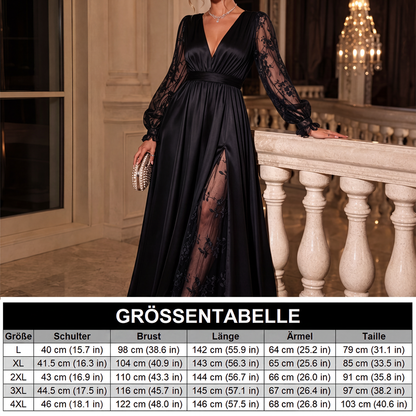 📢📢50%Rabatt!!!🎉✨Elegantes Damen-Maxikleid mit V-Ausschnitt und Spitzenapplikationen-7