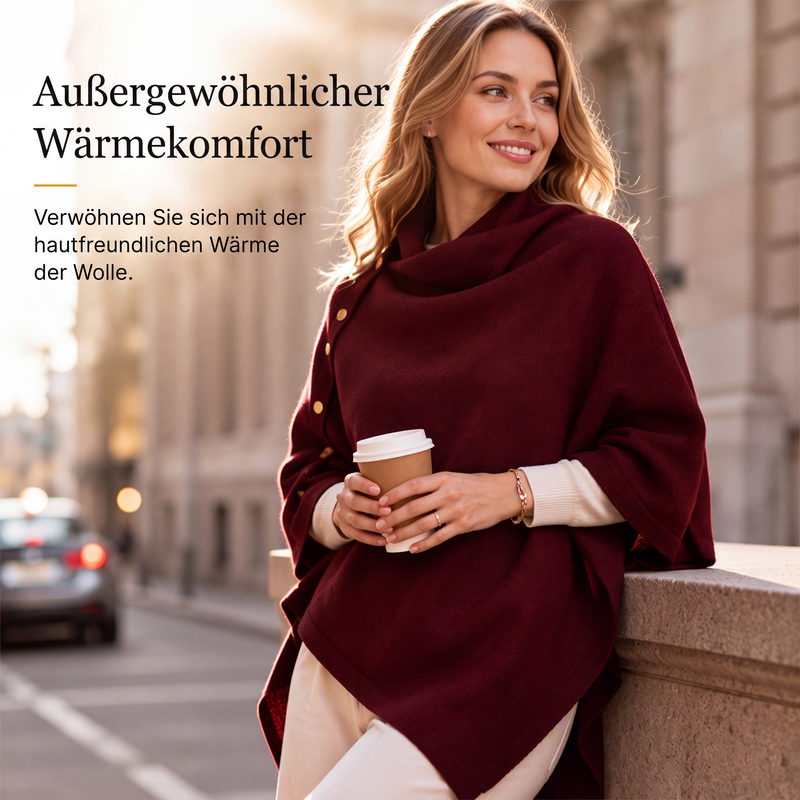 📢📢50%Rabatt!!!🎉✨Stilvoller Damen-Poncho mit seitlichen Knöpfen-1