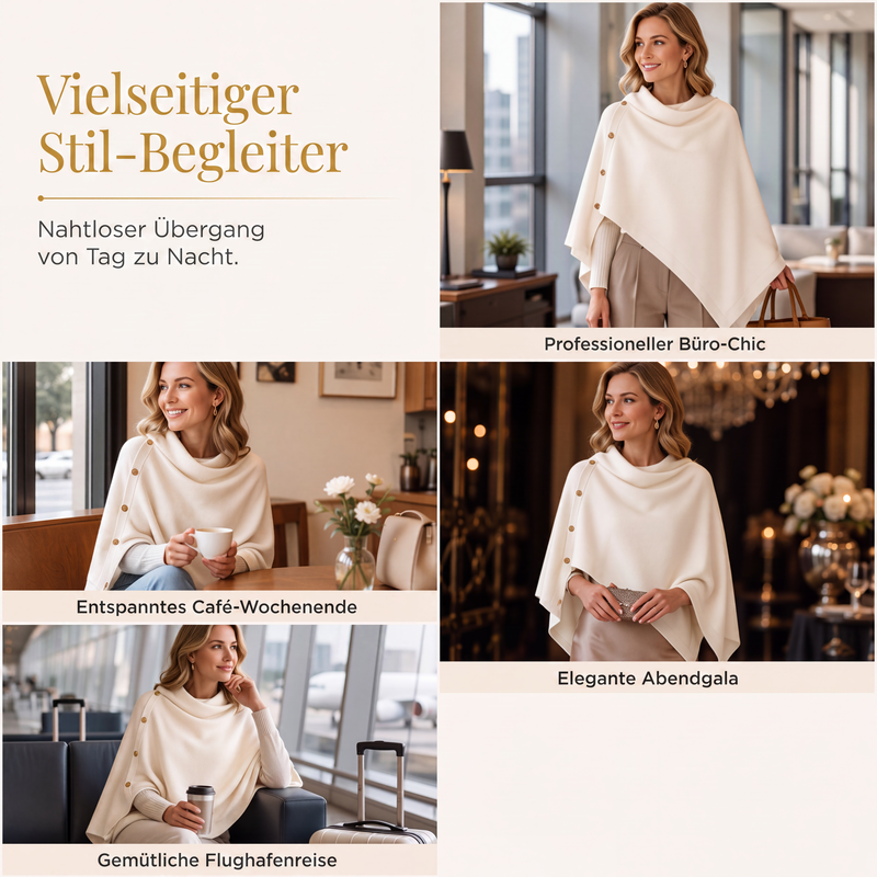 📢📢50%Rabatt!!!🎉✨Stilvoller Damen-Poncho mit seitlichen Knöpfen-6