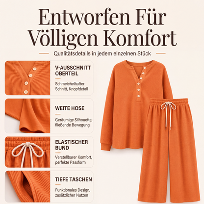 🧸 50 % RABATT – Damen Waffelstrick Loungewear-Set | Kuscheliger Komfort trifft auf eleganten Alltagsstil ✨-2